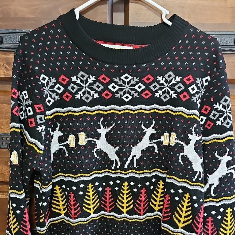 Tipsy Elves Toasting Reindeer Ugly Christmas Sweater